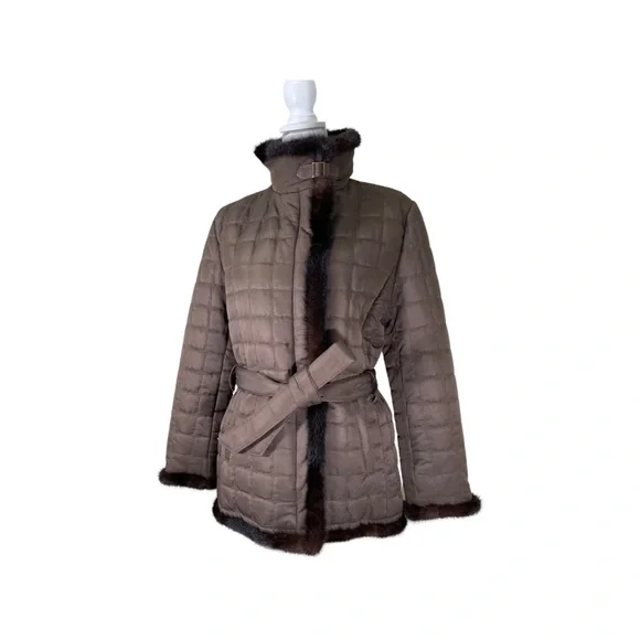 Quilted Jacket with Mahogany Mink Trim
